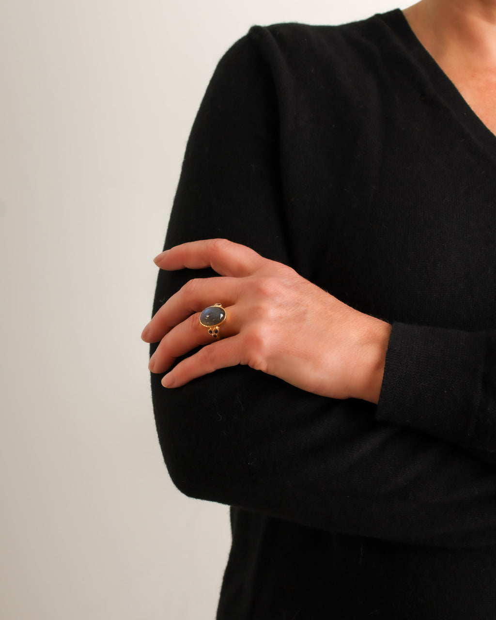 Labradorite and Blue Sapphire Ring