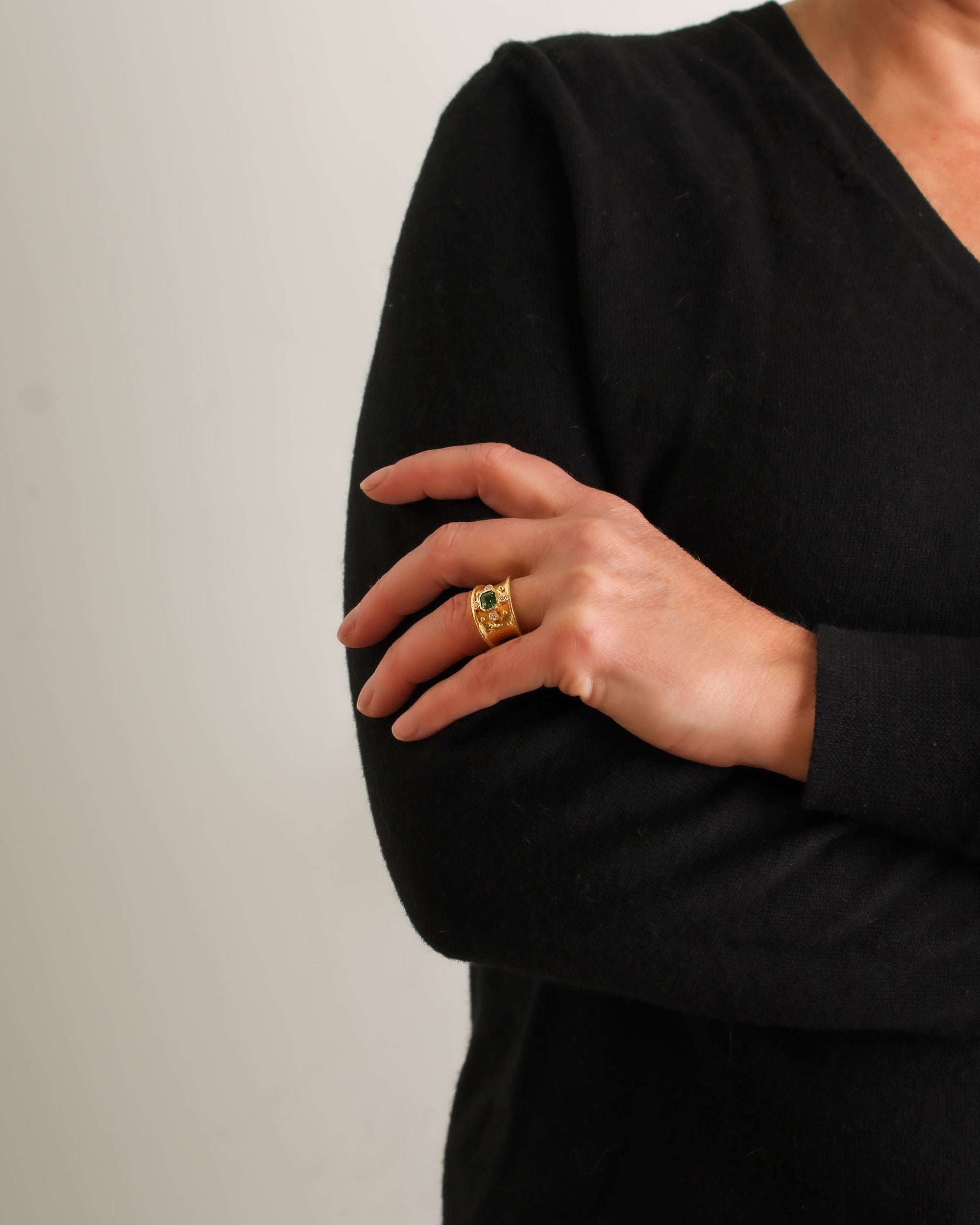 Tsavorite and Diamond Cigar Band