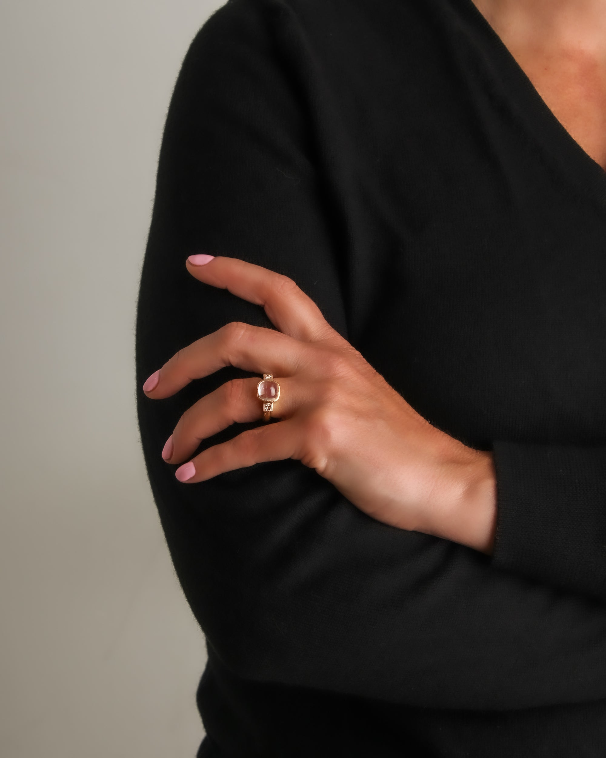 Moonstone with Diamond Ring