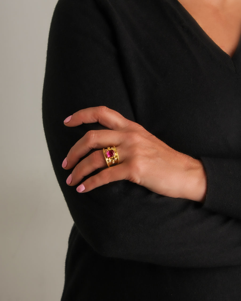 Pink Tourmaline and Diamond Tapered Cigar Band