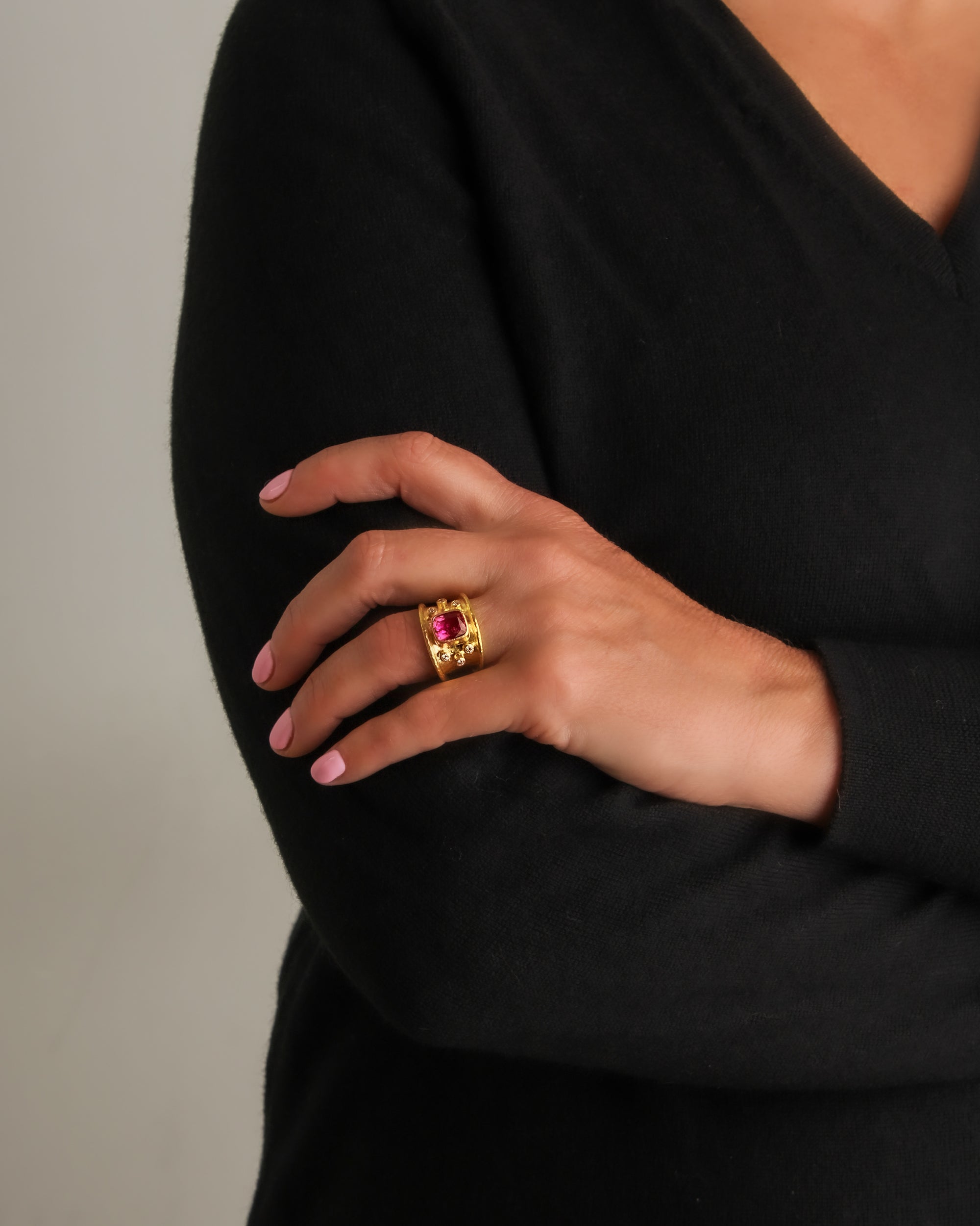 Pink Tourmaline and Diamond Tapered Cigar Band