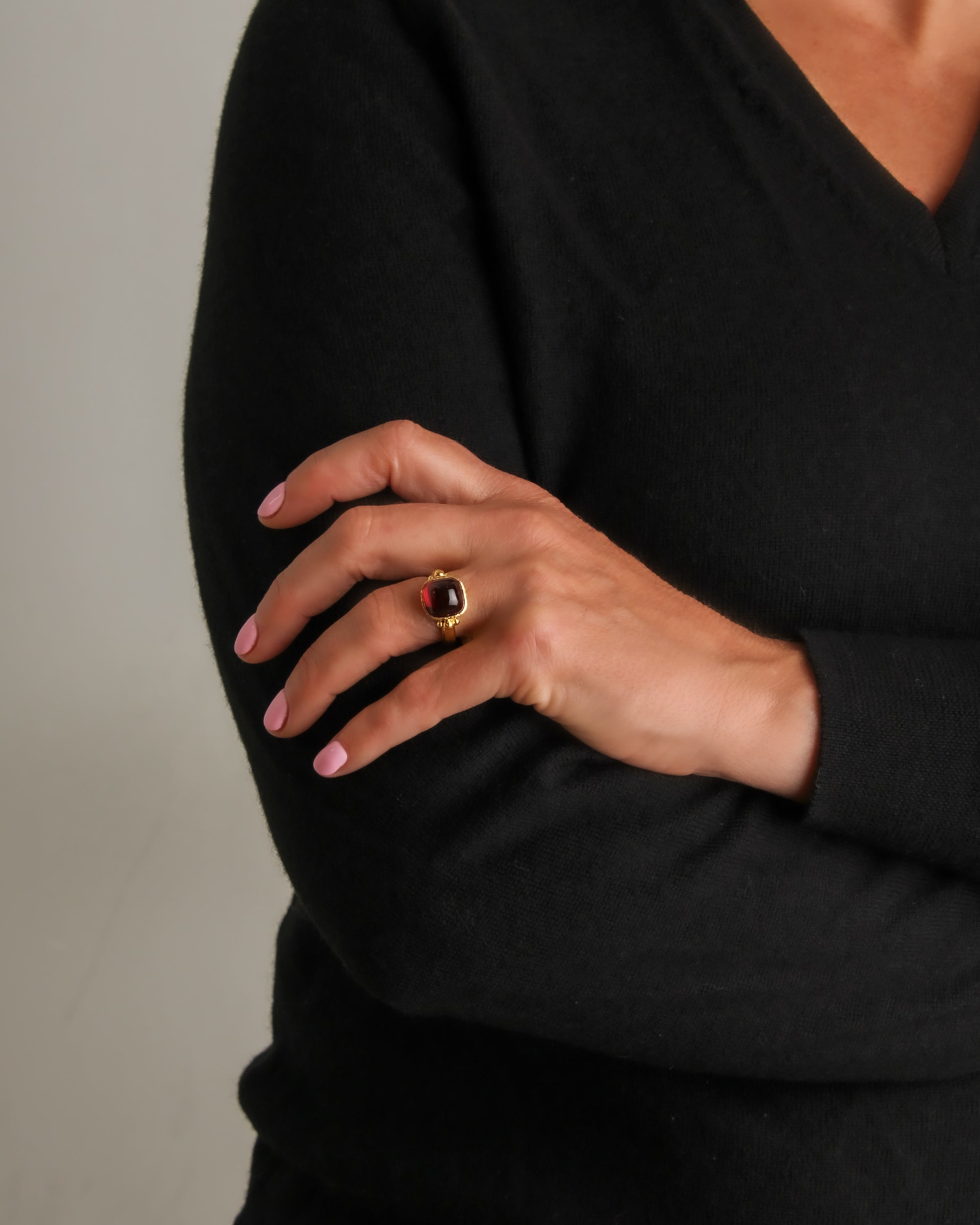 Cabochon Rhodolite Ring