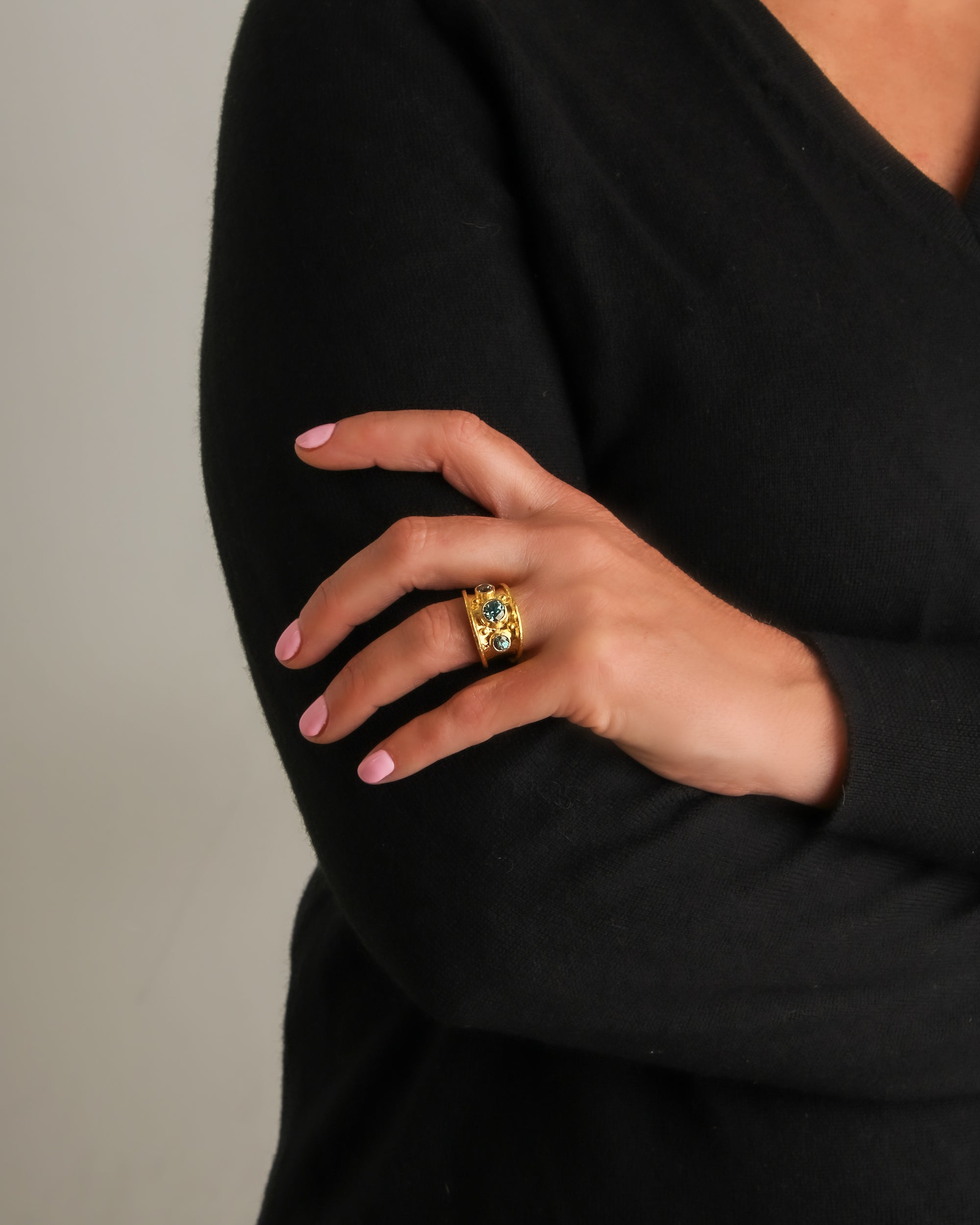 Blue Zircon Tapered Cigar Band