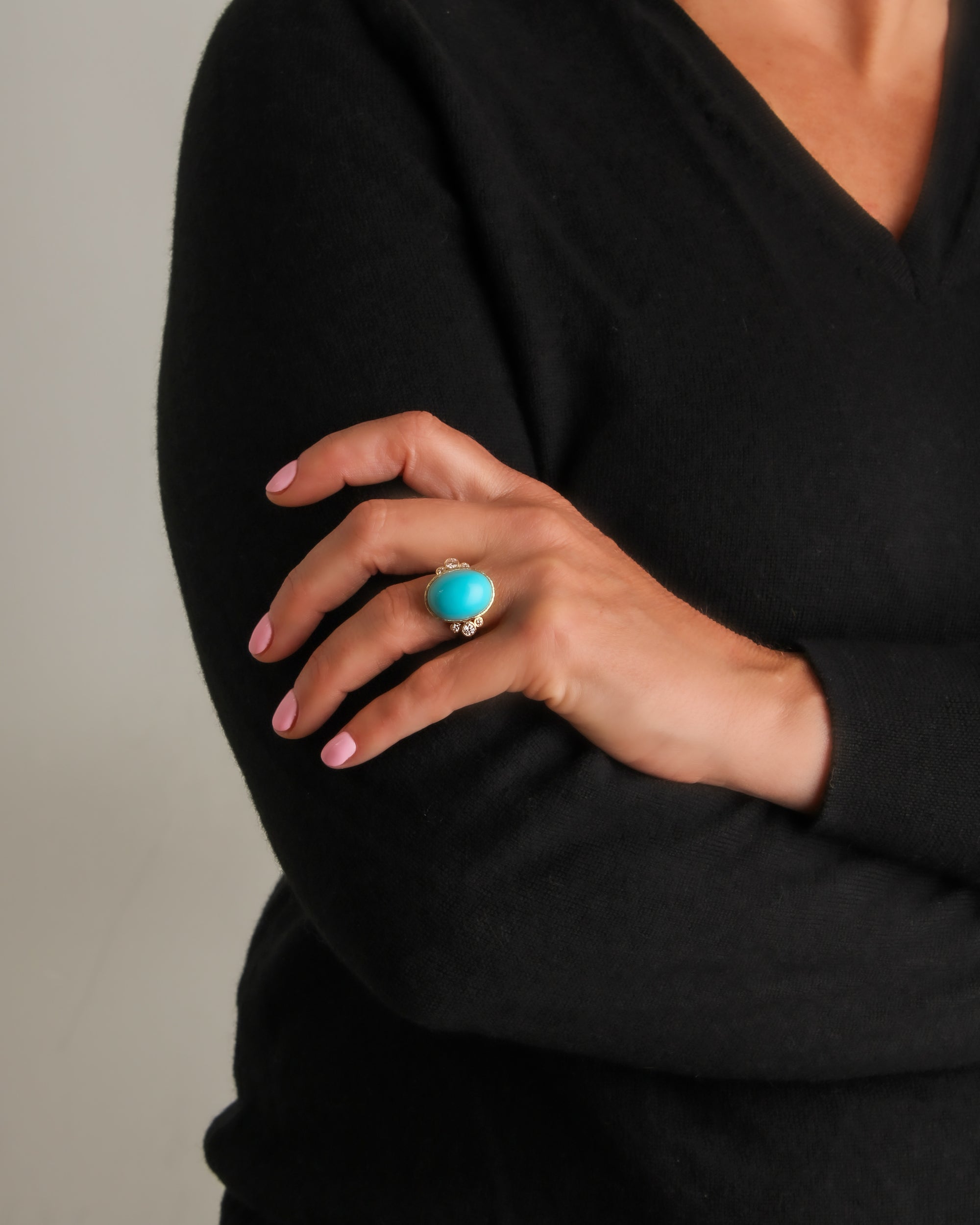 Sleeping Beauty Turquoise with Diamond Ring