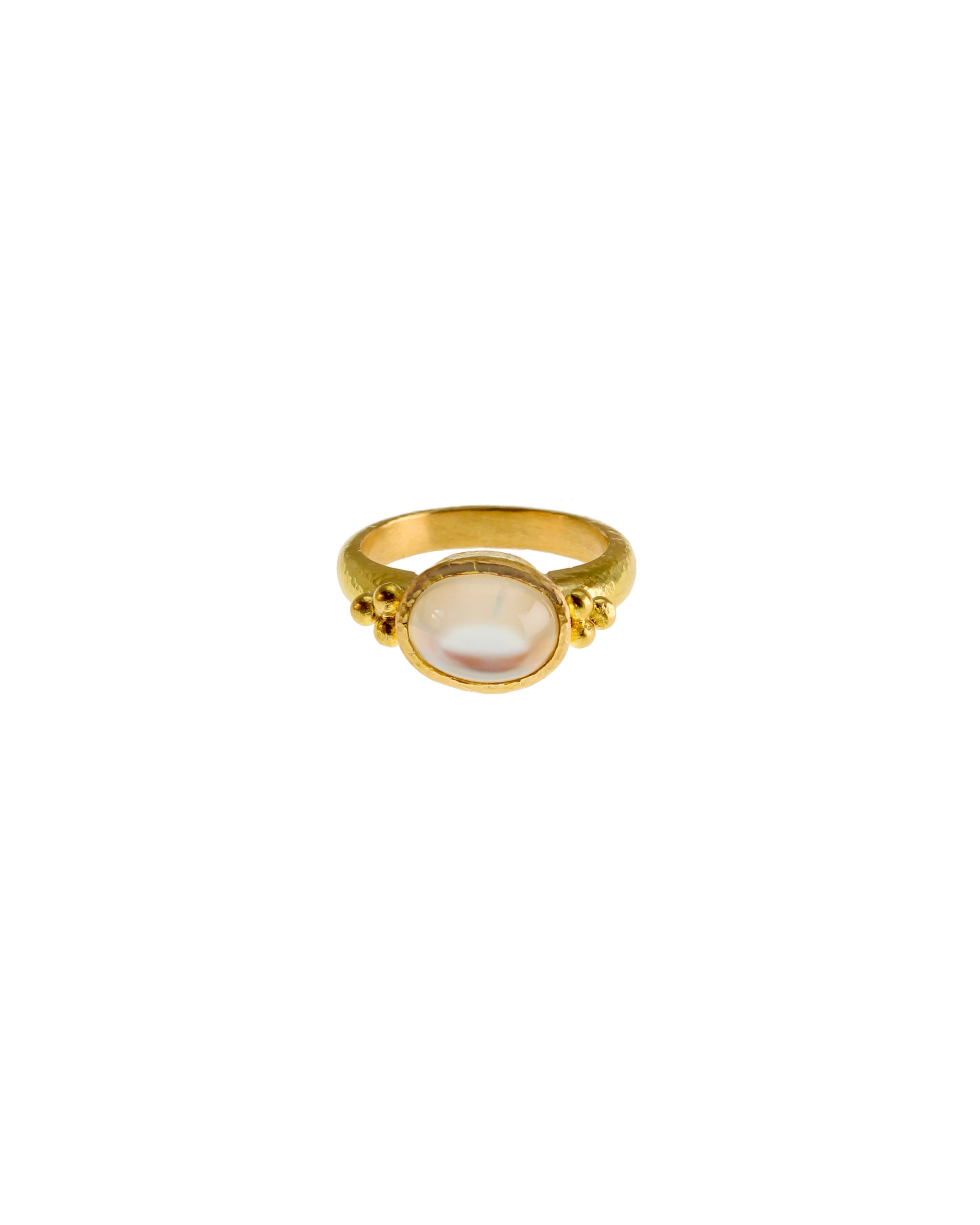Burmese Moonstone with Gold Triads Ring