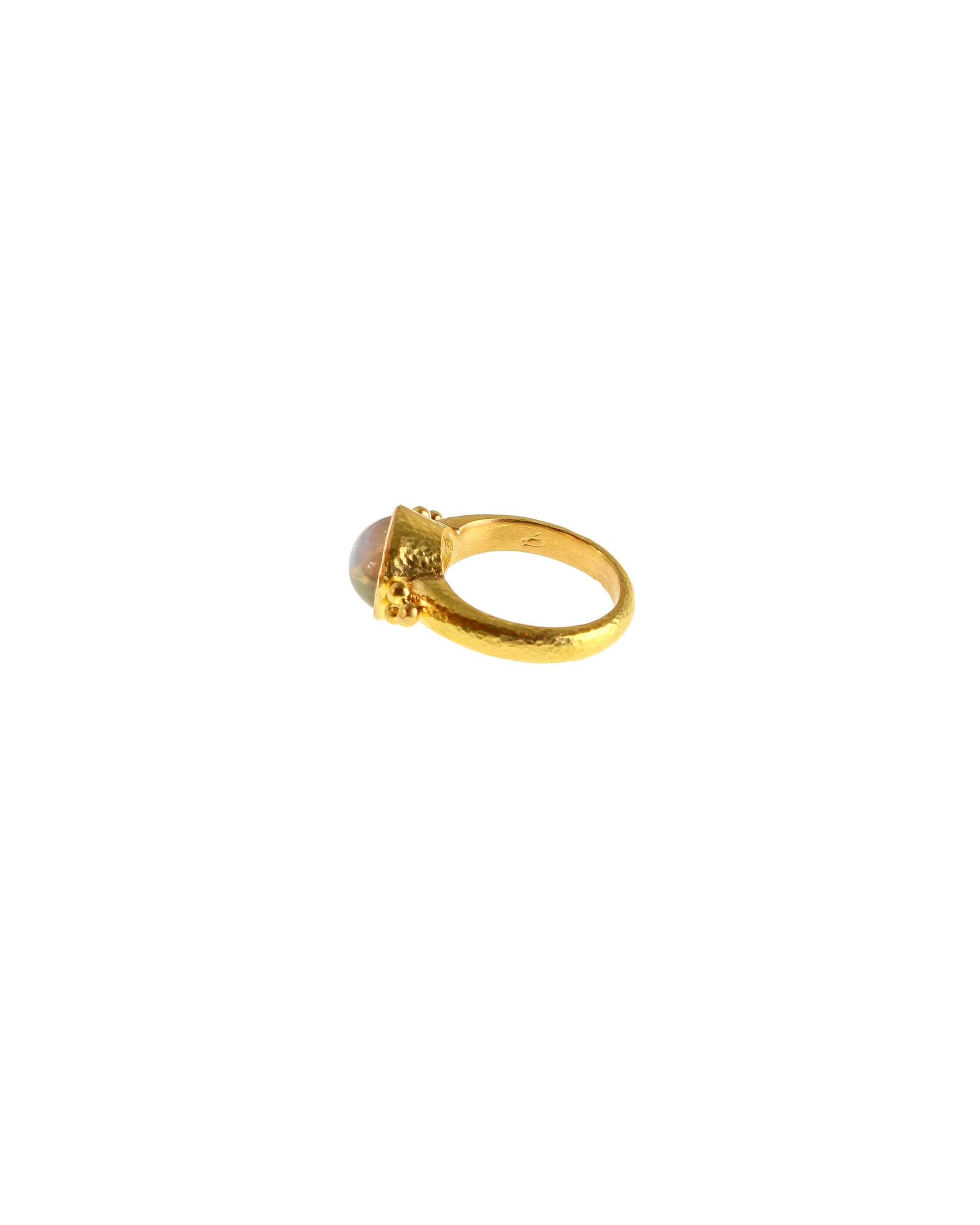 Burmese Moonstone with Gold Triads Ring