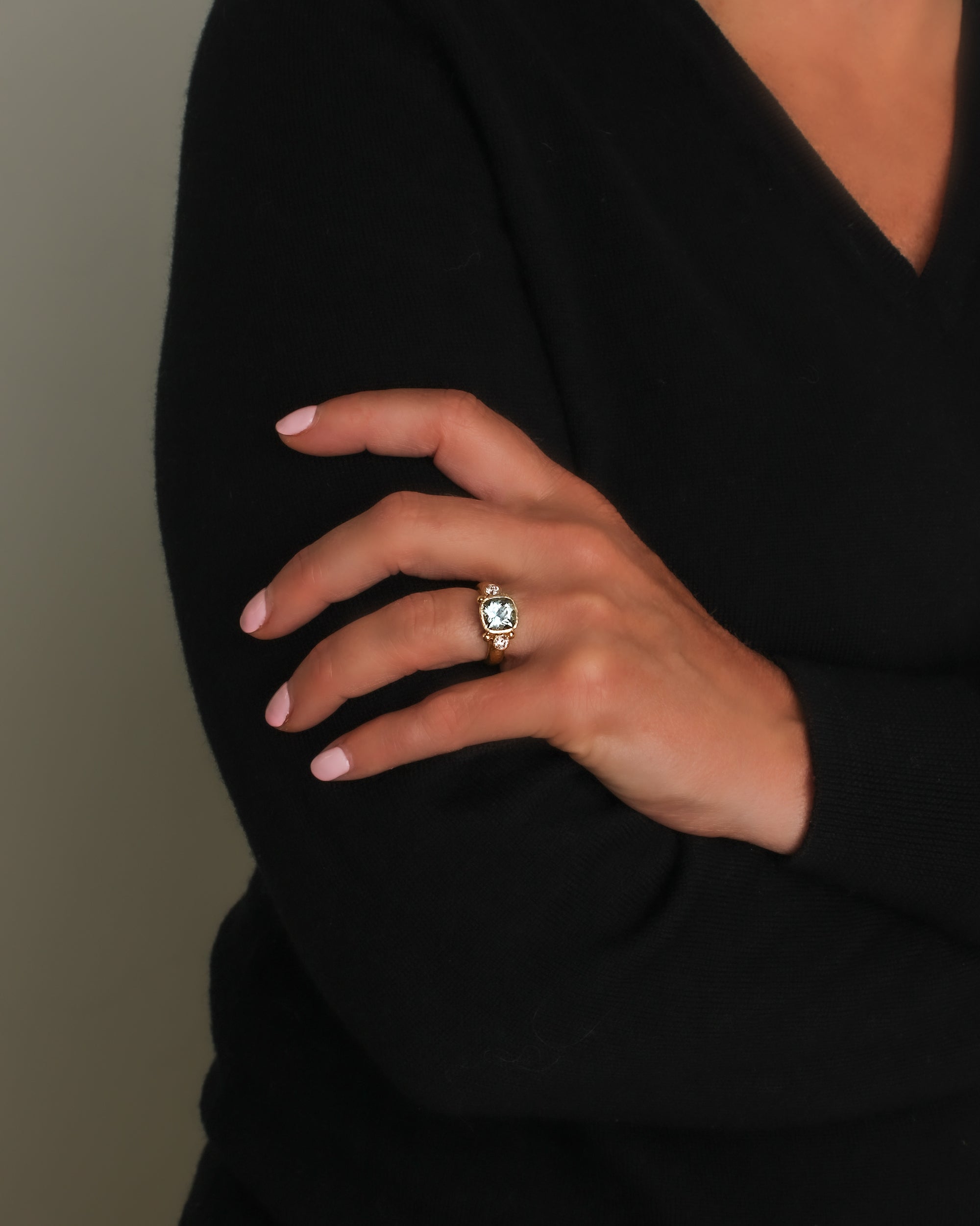 Aquamarine and Diamond Ring