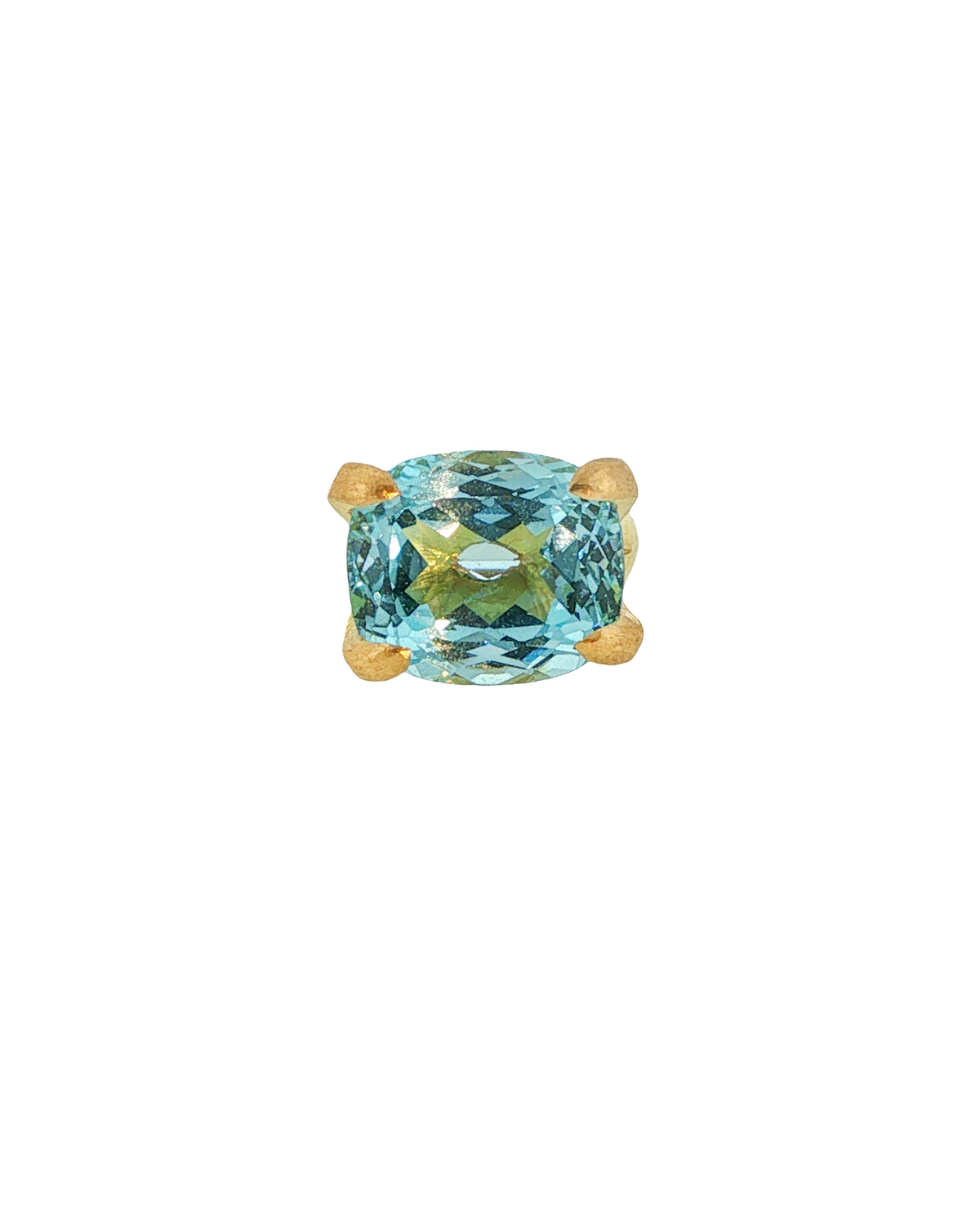Buff-Top Faceted Aquamarine Ring