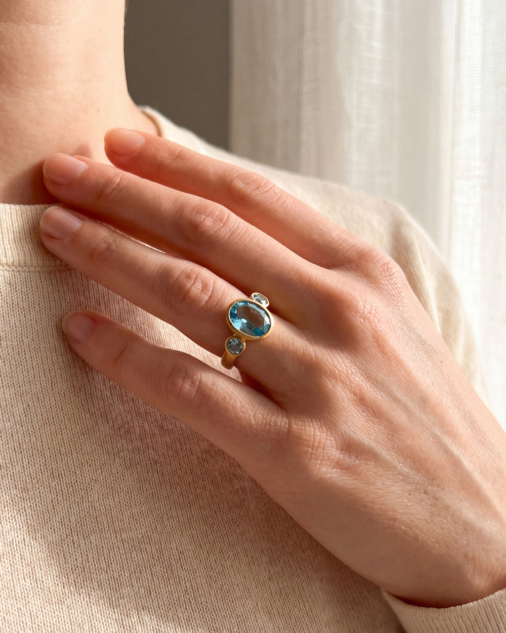 Faceted Aquamarine Ring