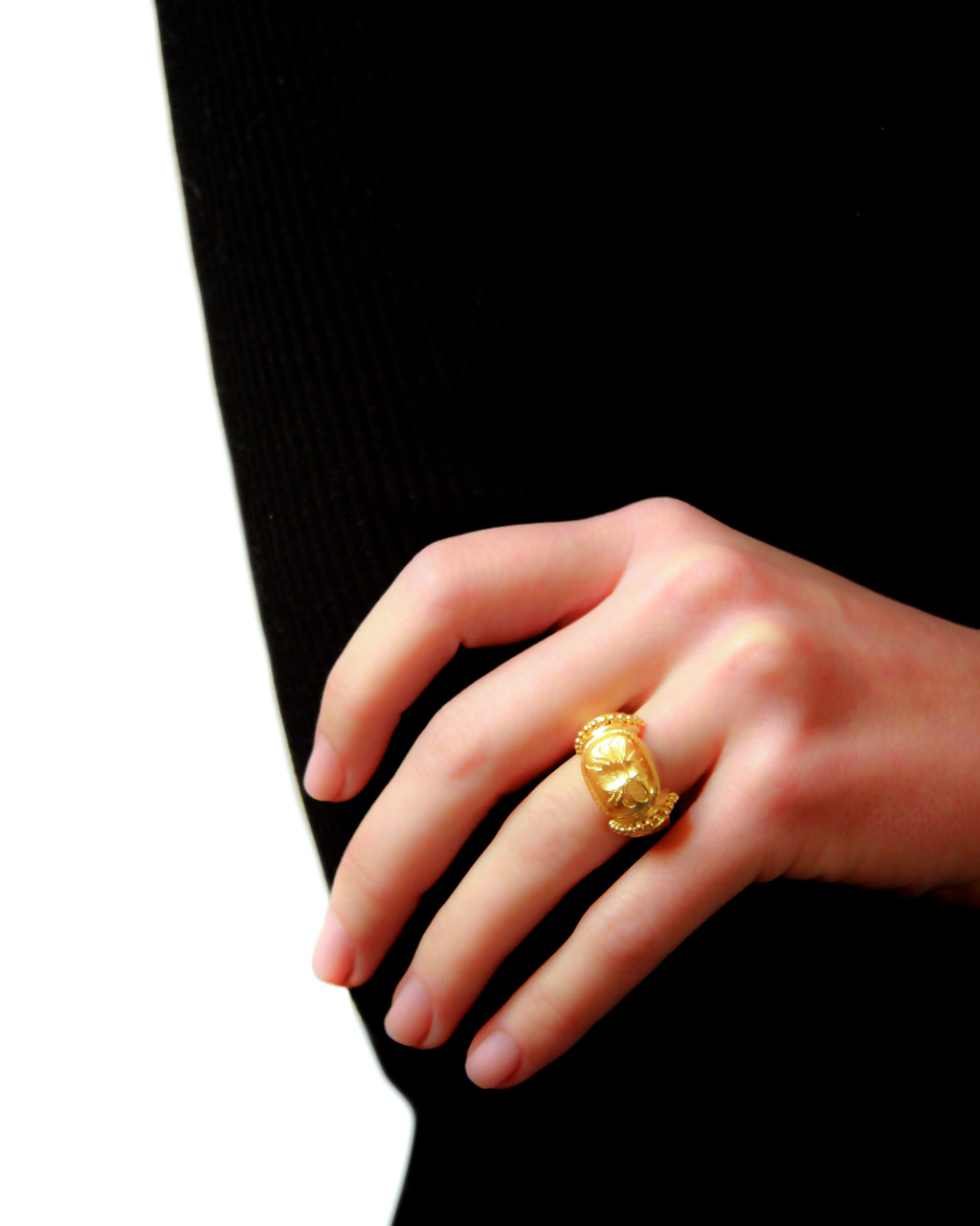 Gold 'Fat Bee' Ring with Granulated Bars