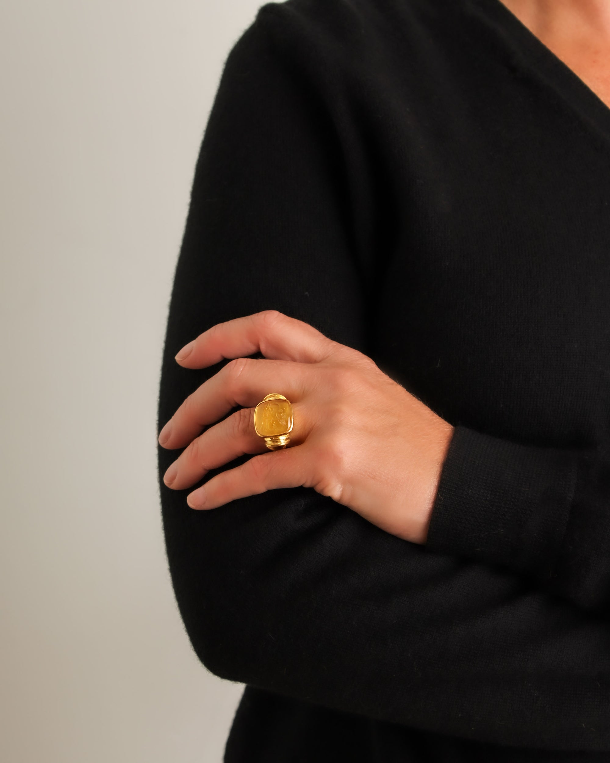 Citrine 'Cupid on Dolphin' Ring