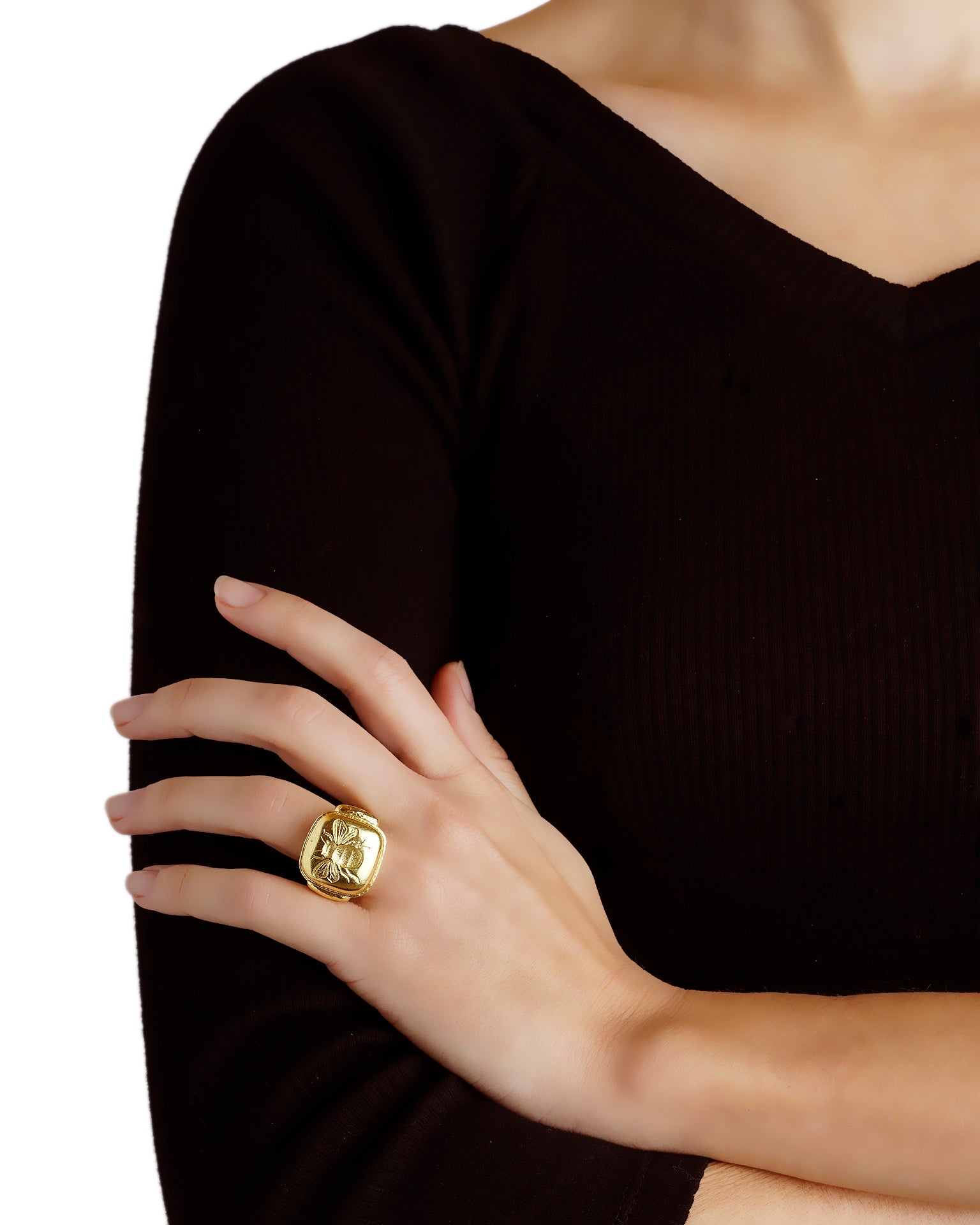 Gold 20x20 'Fat Bee' Ring – Elizabeth Locke Jewels