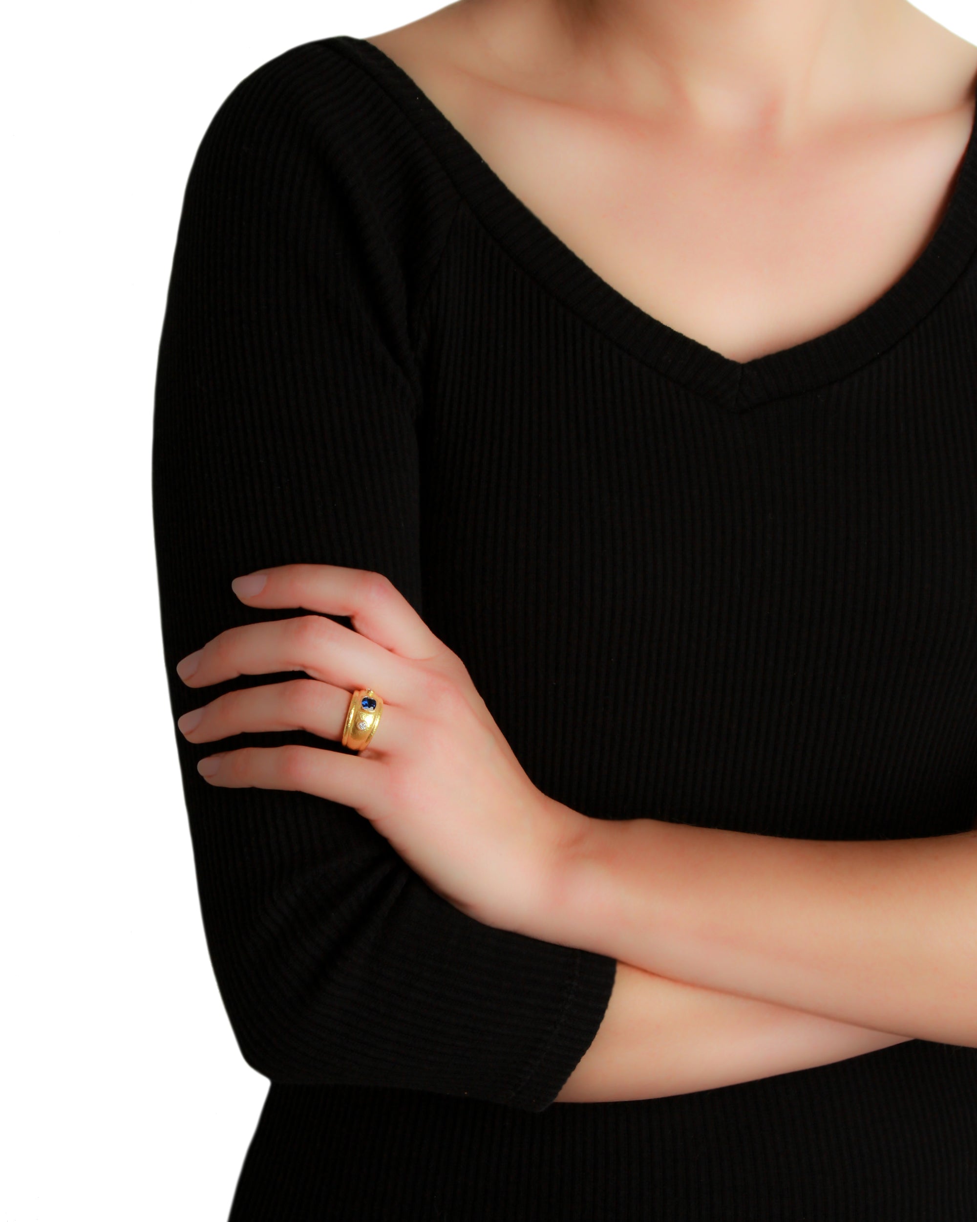 Blue Sapphire and Diamond Ring