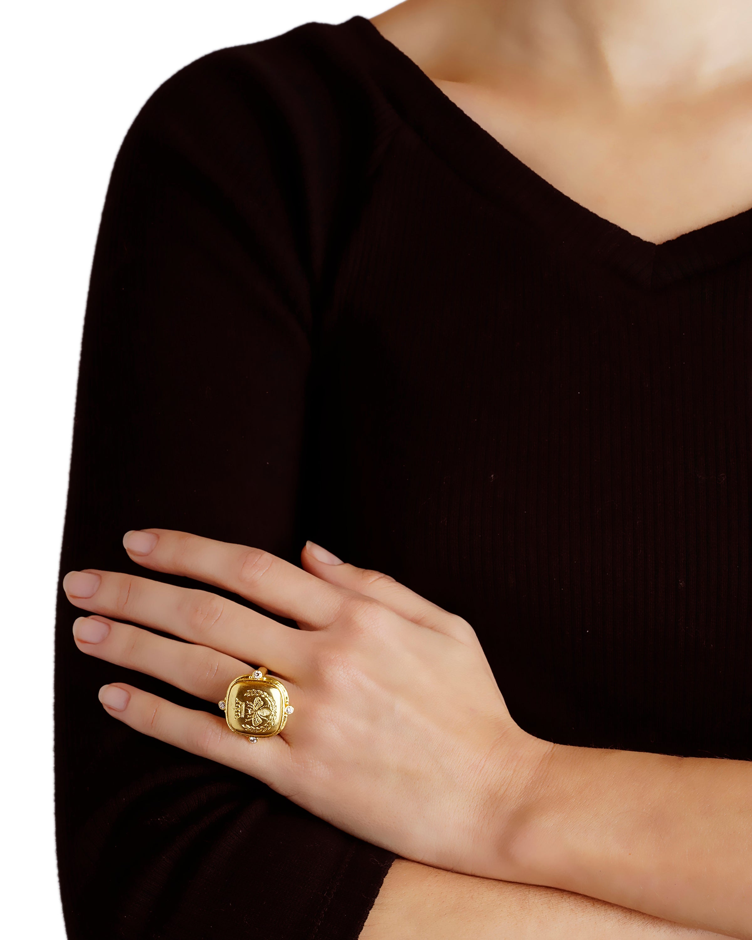 Gold 'Queen Bee' Ring with Diamonds – Elizabeth Locke Jewels