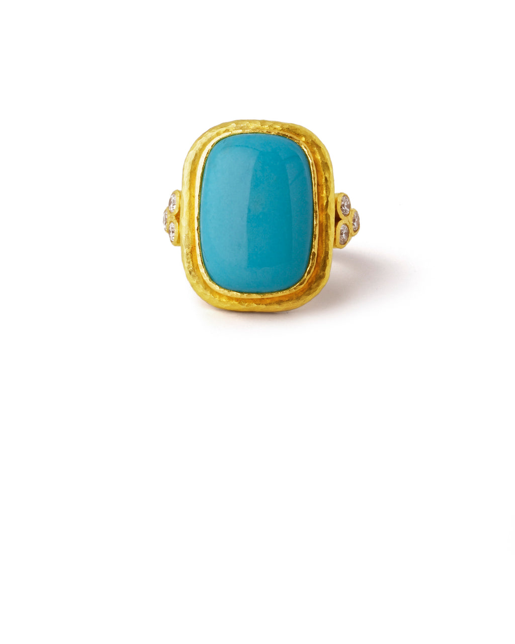 Sleeping Beauty Turquoise Ring with Diamond Triads