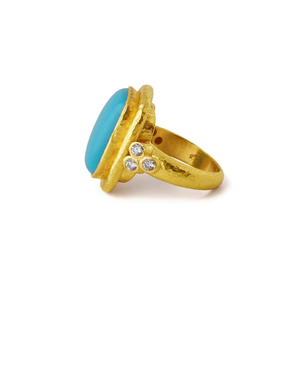 Sleeping Beauty Turquoise Ring with Diamond Triads
