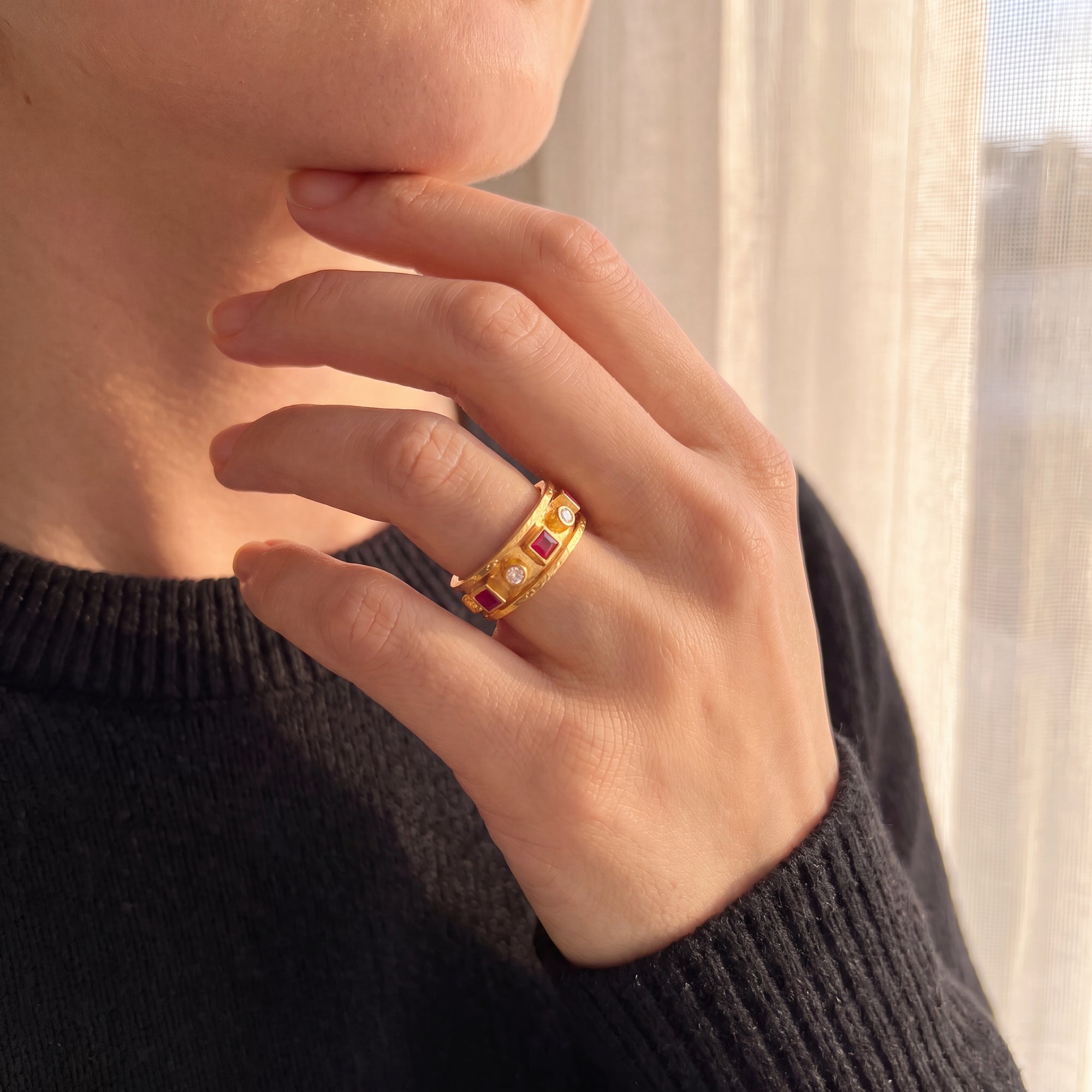 Ruby and Diamond Straight Cigar Band