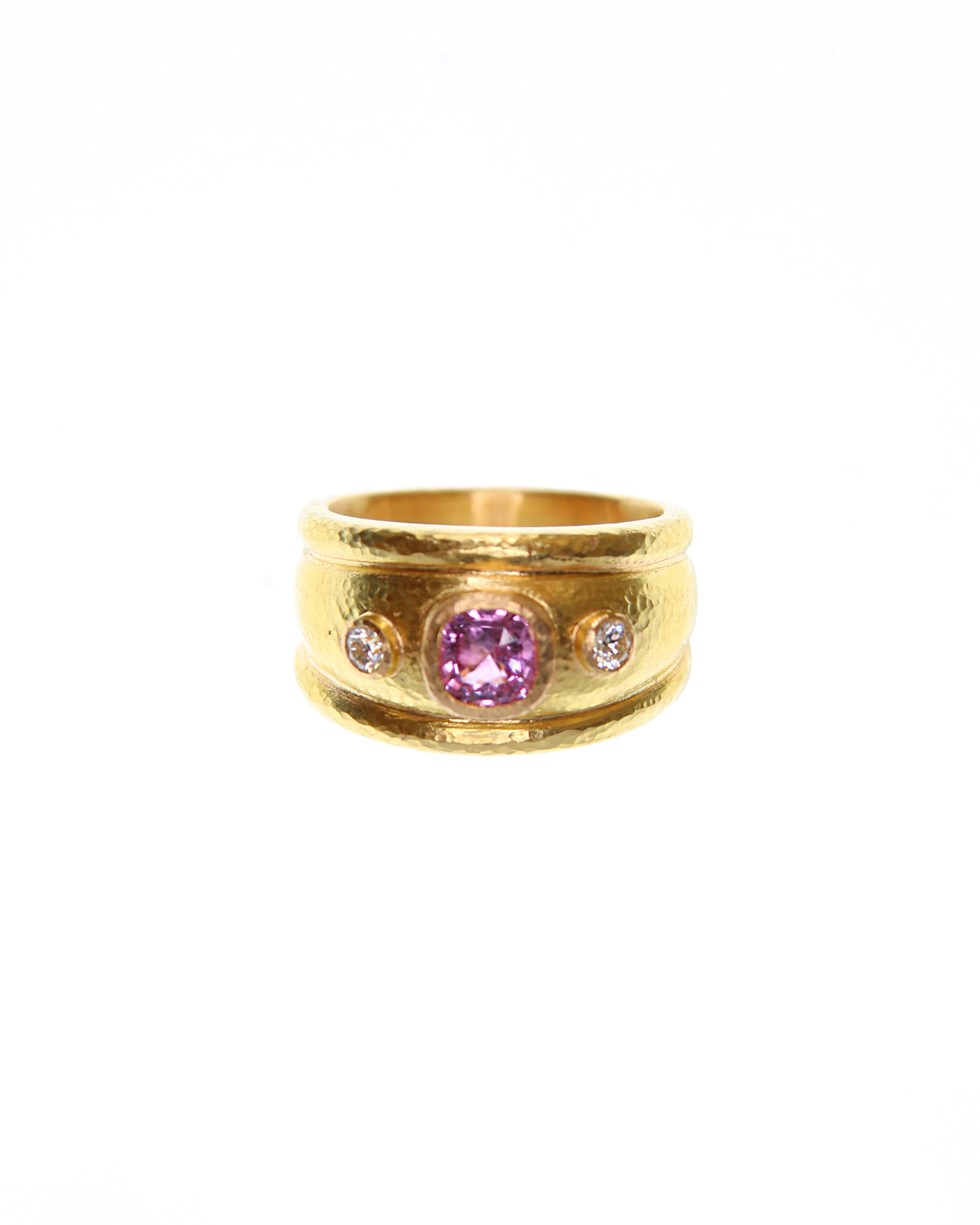 Pink Sapphire and Diamond Ring