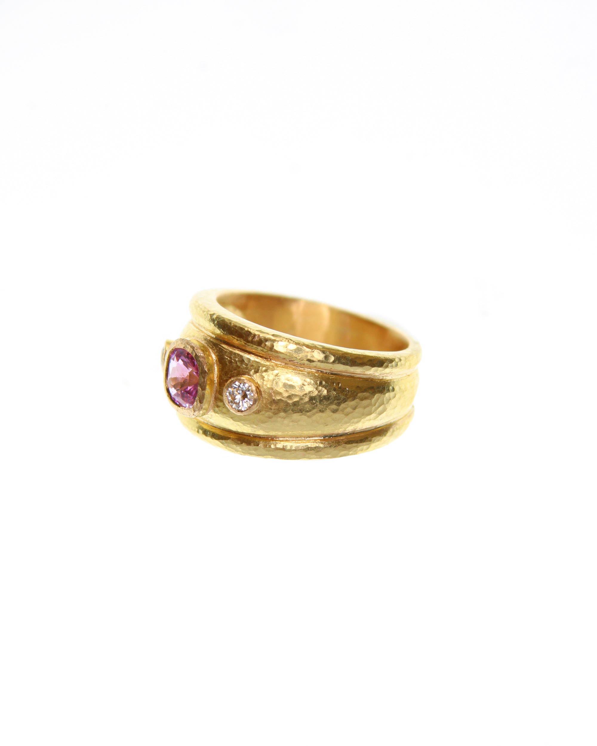 Pink Sapphire and Diamond Ring