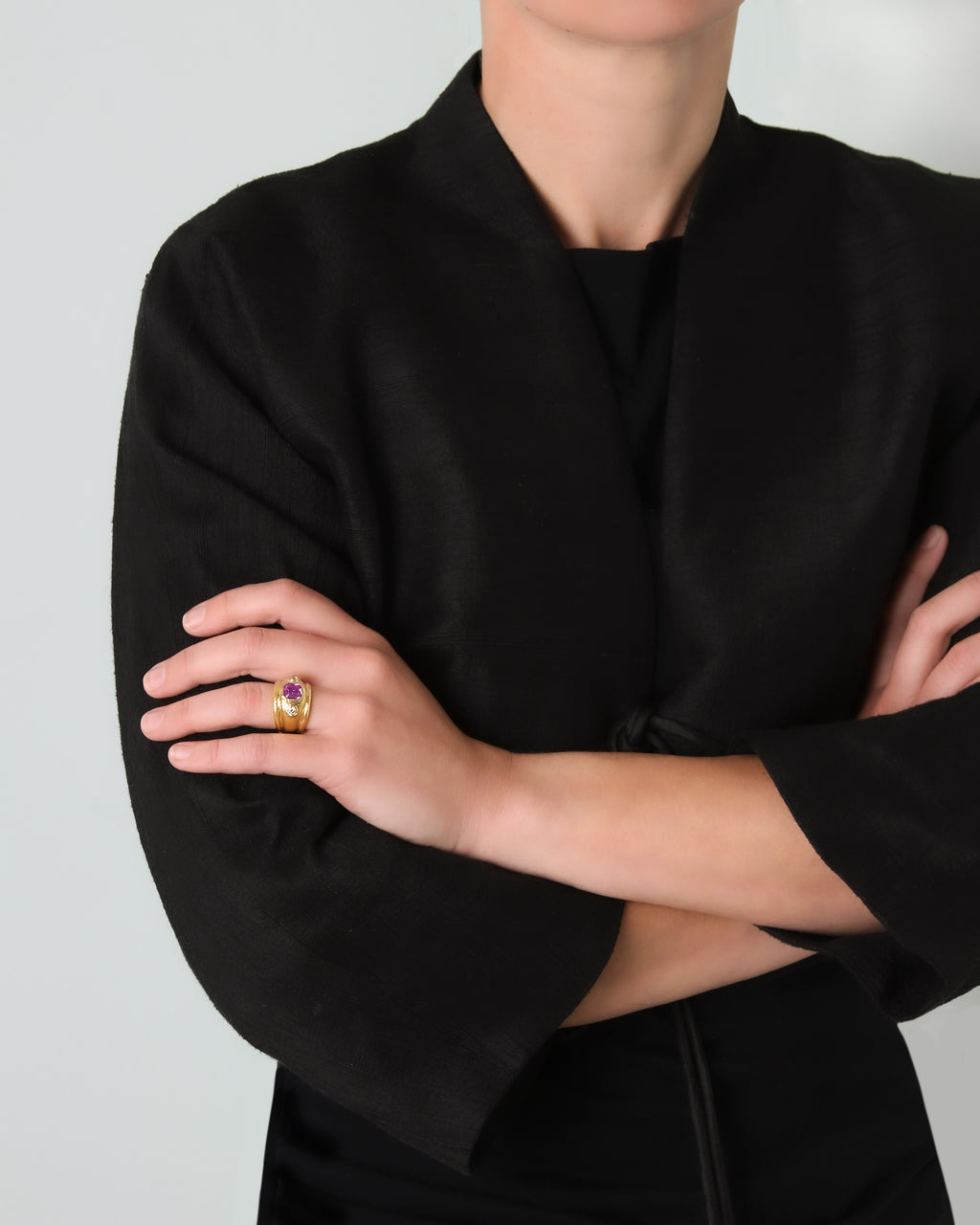 Pink Sapphire and Diamond Ring