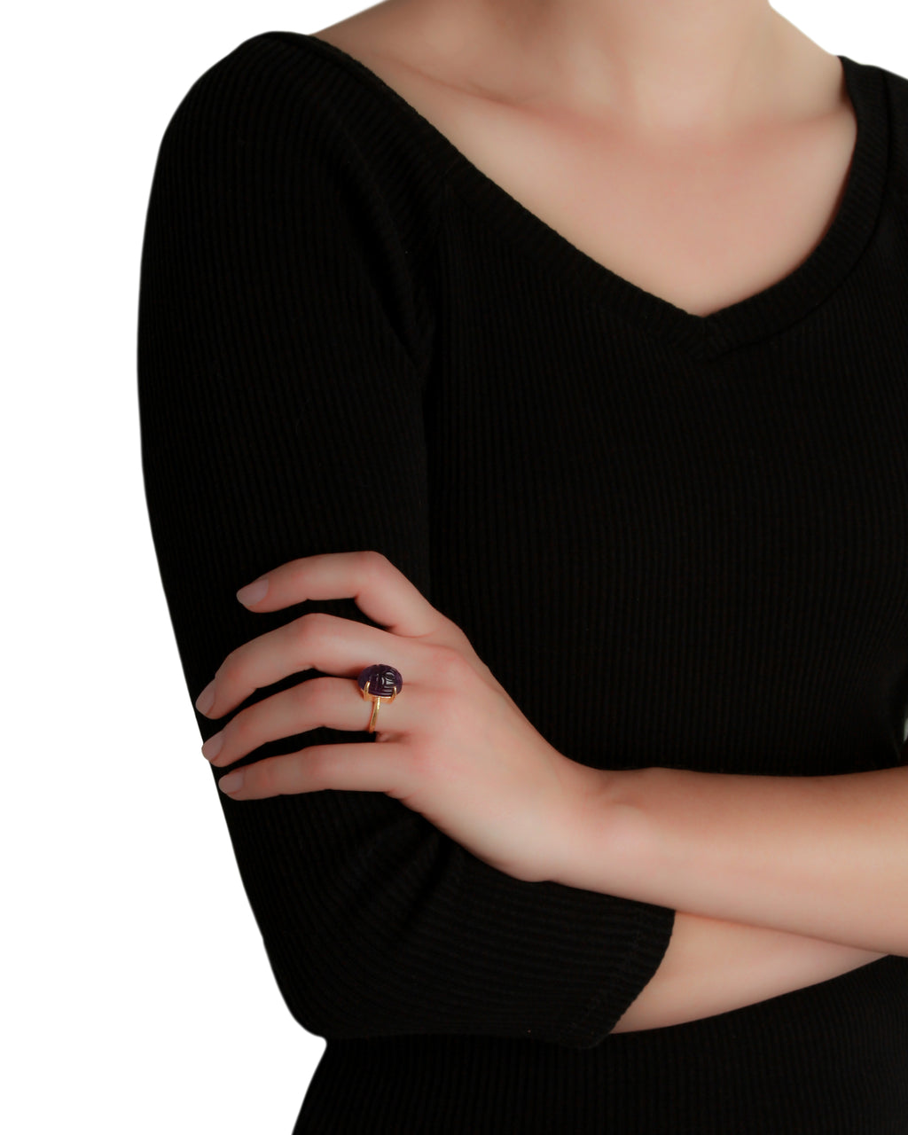 Small Amethyst Scarab Ring