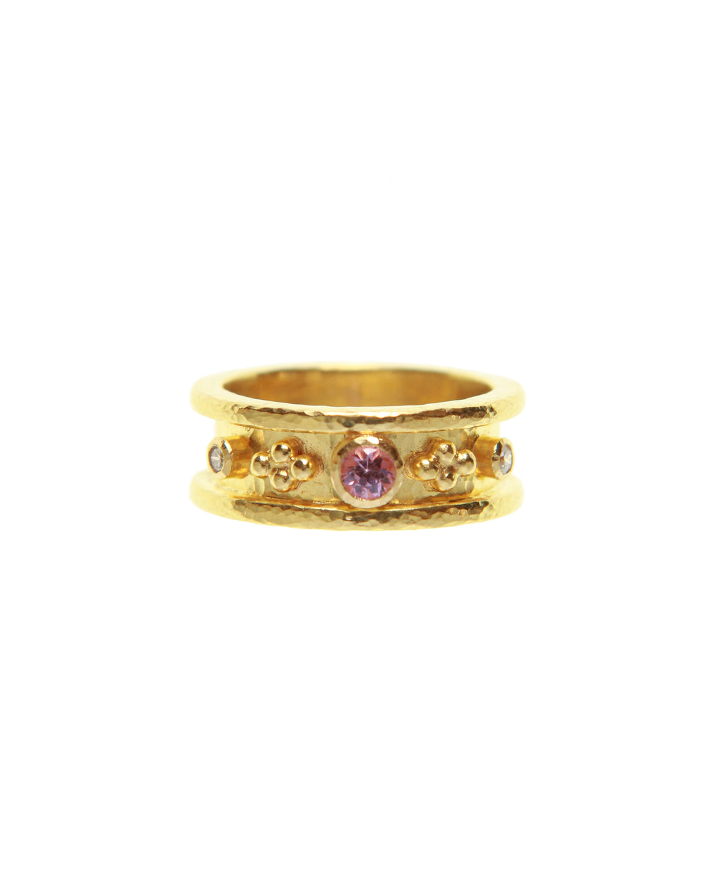 Pink Sapphire and Diamond Narrow Cigar Band