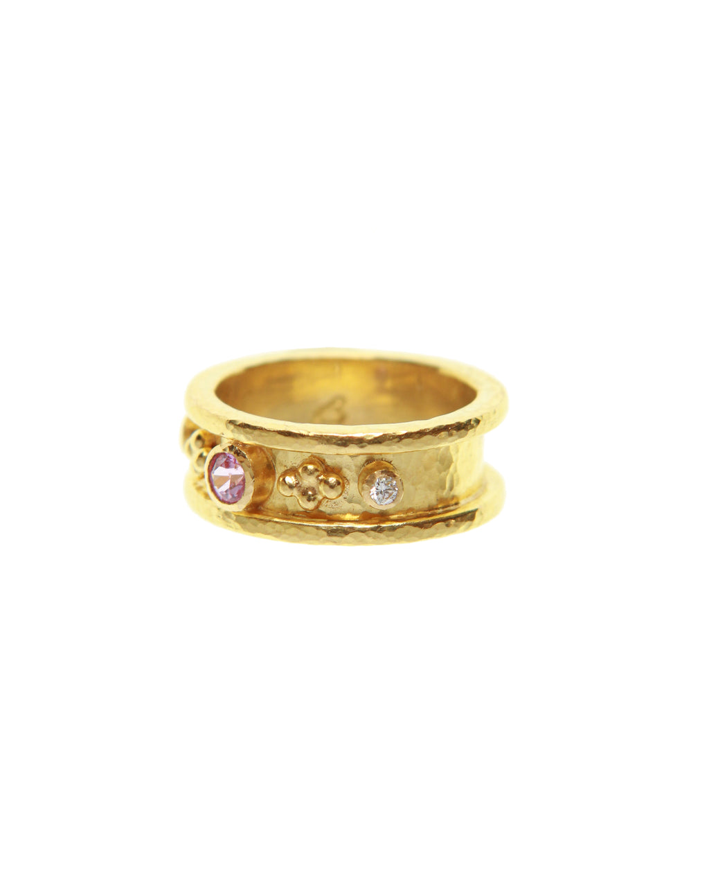 Pink Sapphire and Diamond Narrow Cigar Band