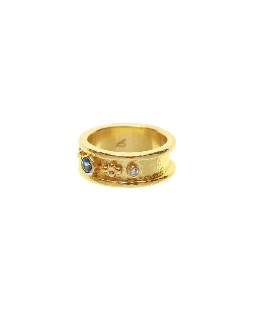 Blue Sapphire and Diamond Narrow Cigar Band